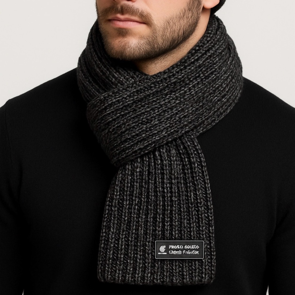 Karl Lagerfeld Charcoal Ribbed Scarf